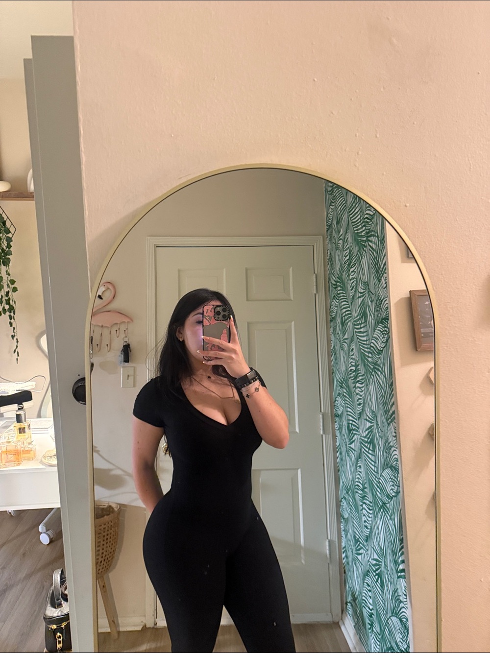 Fashion Nova Black Short Sleeve V-Neck Jumpsuit